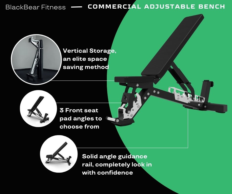 BlackBear Commercial Adjustable Bench - BlackBear Fitness