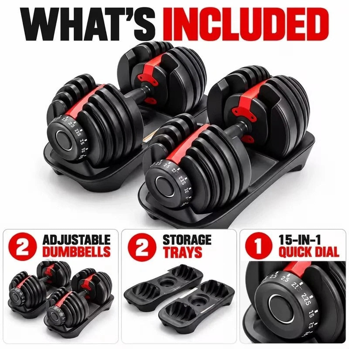 24kg Adjustable Dumbbells (15 sets in 1) - BlackBear Fitness