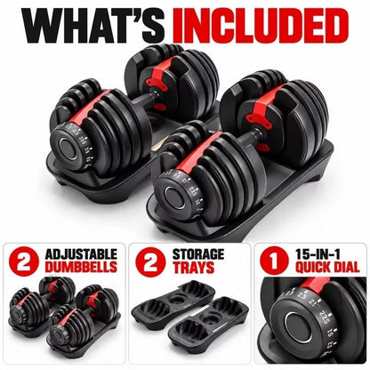 24kg Adjustable Dumbbells (15 sets in 1) - BlackBear Fitness