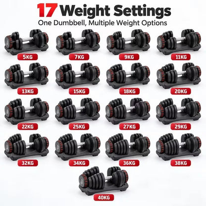 40kg Adjustable Dumbbells (15 sets in 1) - BlackBear Fitness