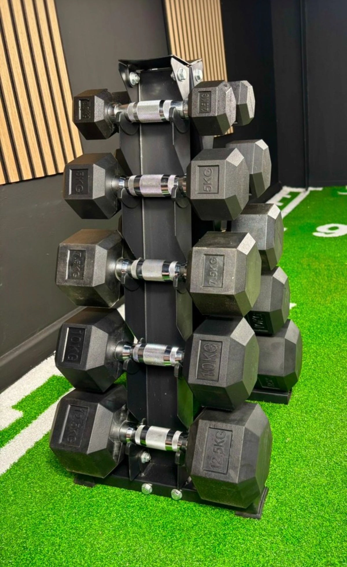 2.5kg-12.5kg Hex Dumbbell Package + Stand (5 Pairs)