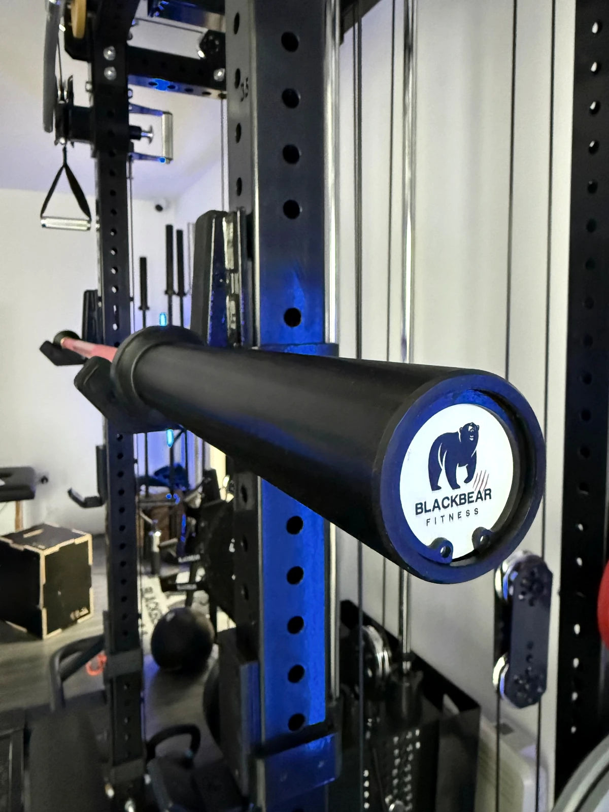BlackBear 6ft Pink and Black Barbell — centre knurl and grip zone detail