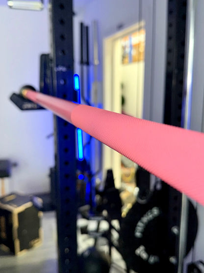 BlackBear 6ft Pink Olympic Barbell — sleeve and collar end detail