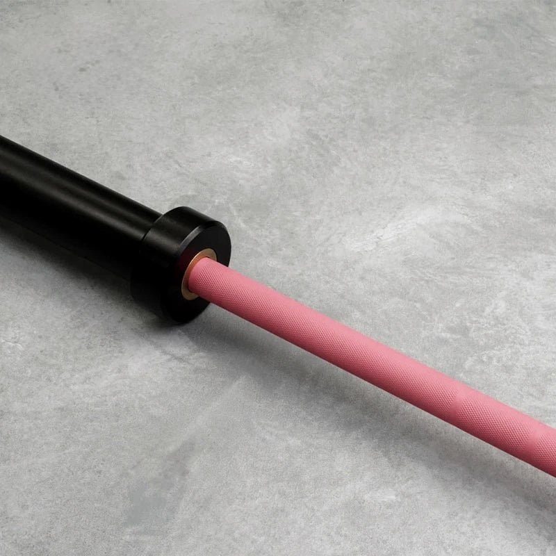BlackBear 6ft 15kg Pink and Black Olympic Barbell — full length studio view