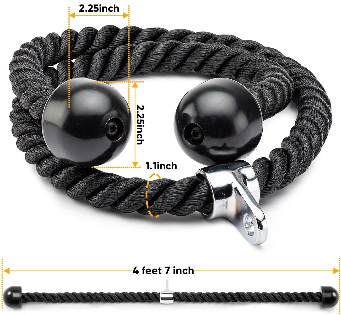Long Dual Tricep Rope Attachment - BlackBear Fitness