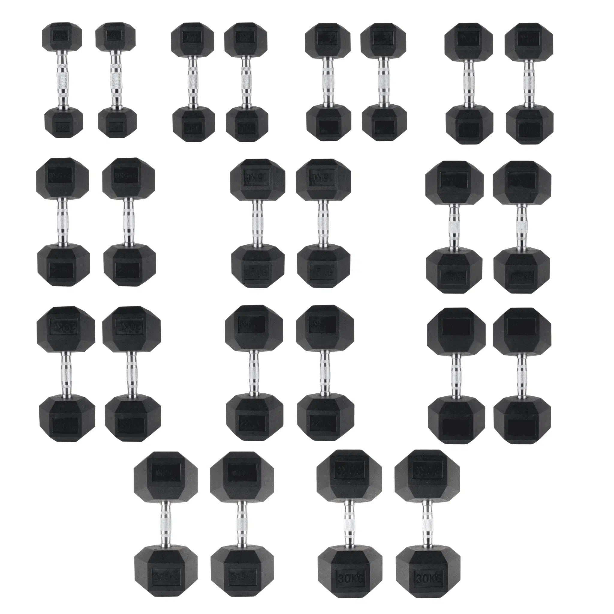 2.5kg-30kg Hex Dumbbell Package (12 Pairs)