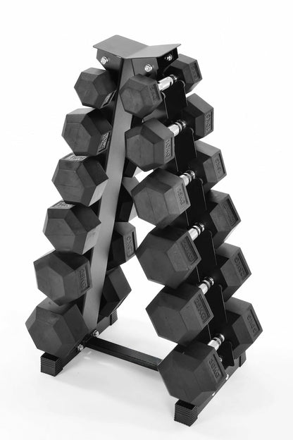 5kg–30kg Hex Dumbbell Package + A-Frame Rack (6 Pairs) - BlackBear Fitness