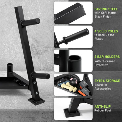 Front Facing Weight/Bar Storage Stand - BlackBear Fitness