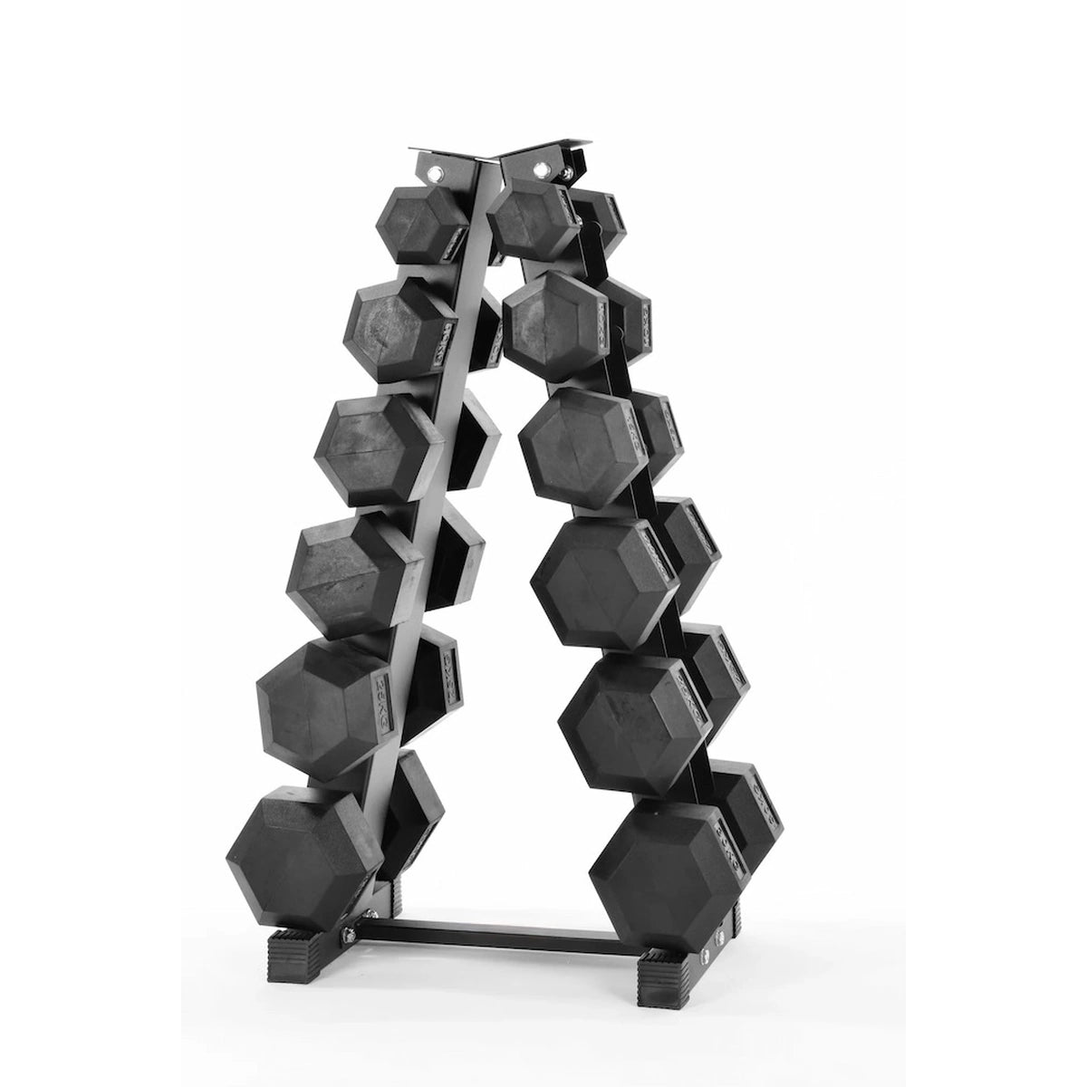 5kg–30kg Hex Dumbbell Package + A-Frame Rack (6 Pairs) - BlackBear Fitness