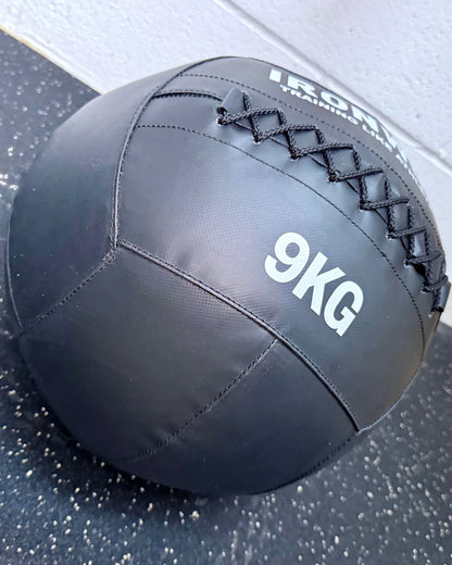 Side View BlackBear Fitness 9kg Premium Stitched Wall Ball - PVC grip surface for CrossFit and functional training

