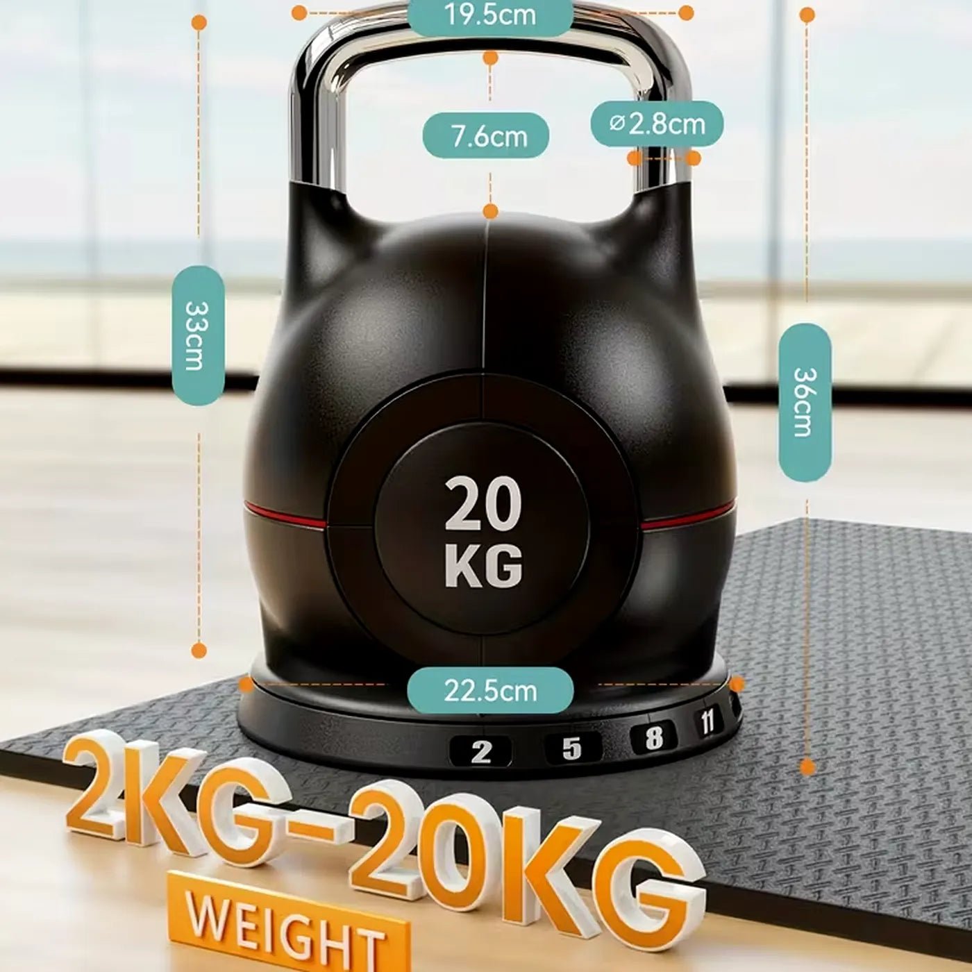 Adjustable Kettlebell 2kg - 20kg - 7in1 - BlackBear Fitness