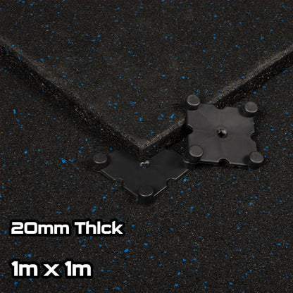 Blue Fleck SBR Interlocking Gym Flooring – 1m x 1m x 20mm - BlackBear Fitness
