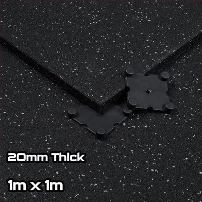 Grey Fleck SBR Interlocking Gym Flooring – 1m x 1m x 20mm - BlackBear Fitness