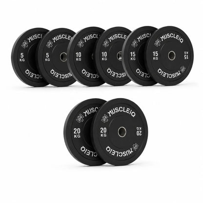 100kg Olympic Bumper Plate Set | Black Rubber