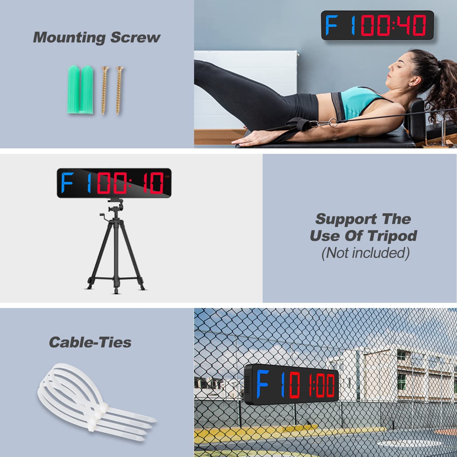 Tbest Gym Timer, Multifunction LED Interval Timer Wall-mounted for